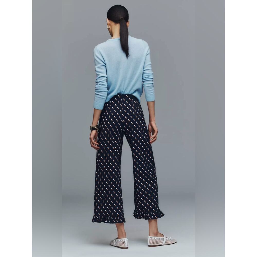 Anthropologie Maeve The Colette Polka Dot Pants Cropped Wide Leg Size 25 NEW - Picture 6 of 11